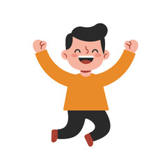 Joyful Boy Jumping: A Cartoon Vector Illustration