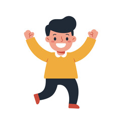 Joyful Boy Cartoon Illustration: Celebrating Success and Happiness
