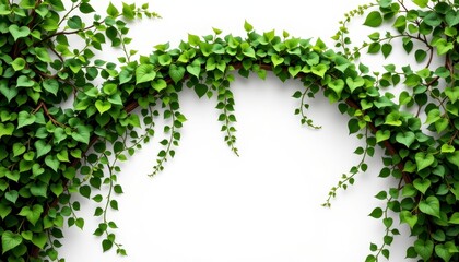 Lush Green Ivy Leaves Framing a Blank Space for Creative Designs and Nature-Inspired Backgrounds