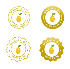 marula oil label white and yellow color. natural ingredient for cosmetic or beauty product.