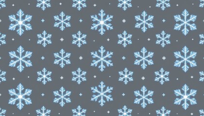 Snowflake Pattern Design on Gray Background for Winter Decor and Seasonal Themes in Soft Blue and White Colors