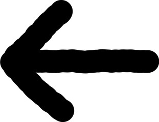 A hand-drawn arrow icon with a bold black outline. Suitable for UI, navigation, or functional direction icons.