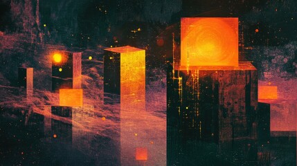 Ethereal glow emanating from abstract shapes