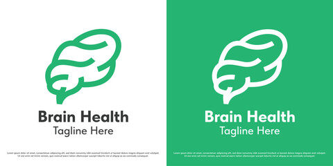 Brain logo design illustration. Brain silhouette neurology healthcare cell clinic. Simple minimal geometric icon symbol.