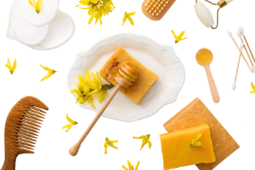 Key elements of natural skincare, isolated on white, PNG