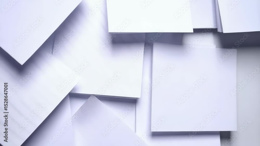 Poster abstract background of multiple white square sheets of paper overlapping creating depth and dynamic 