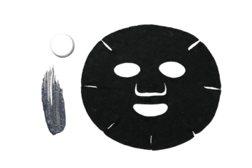 Mask and cream on white surface, isolated on white, PNG