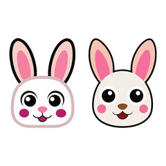 Two Cartoon Rabbit Heads.
