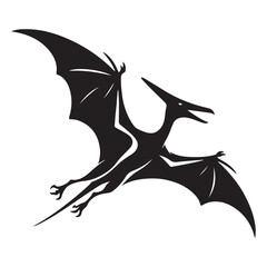 Dynamic Pterodactyl Dinosaur Silhouette Vector © AB Basir