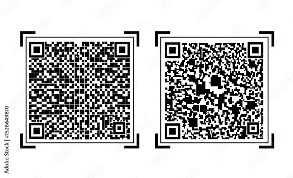 Poster qr code graphic with high and low data density | two dimensional barcodes for information encoding, 