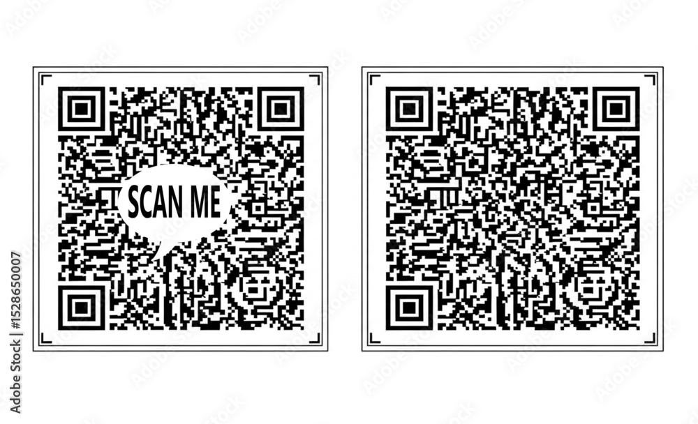 Poster scan me qr code set | two unique digital barcode designs for marketing and information access