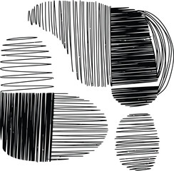 Artistic abstract composition featuring bold black scribble textures against a clean white background