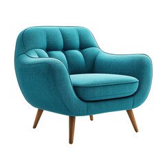 Naklejka premium Stylish turquoise armchair with tufted back, isolated on a white background