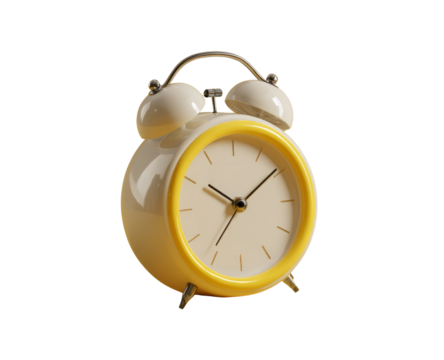A yellow and white alarm clock with the time of 10:30 - Powered by Adobe