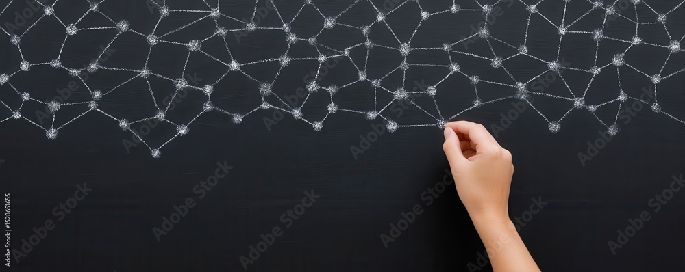 Aufkleber connecting ideas through a network of interconnected nodes in digital illustration form