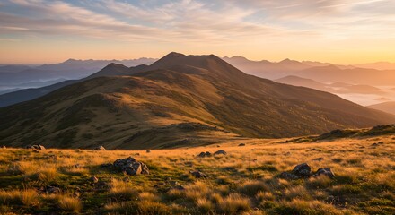Fototapeta premium beautiful view of the sky and savanna from the mountain slopes, genertaed by Ai