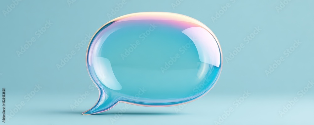 Poster colorful speech bubble design with smooth edges on a light blue background for communication concept