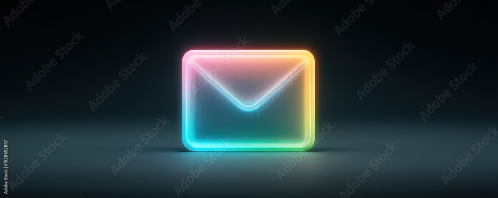 Poster vibrant neon message icon with glowing edges symbolizing modern communication and digital interactio