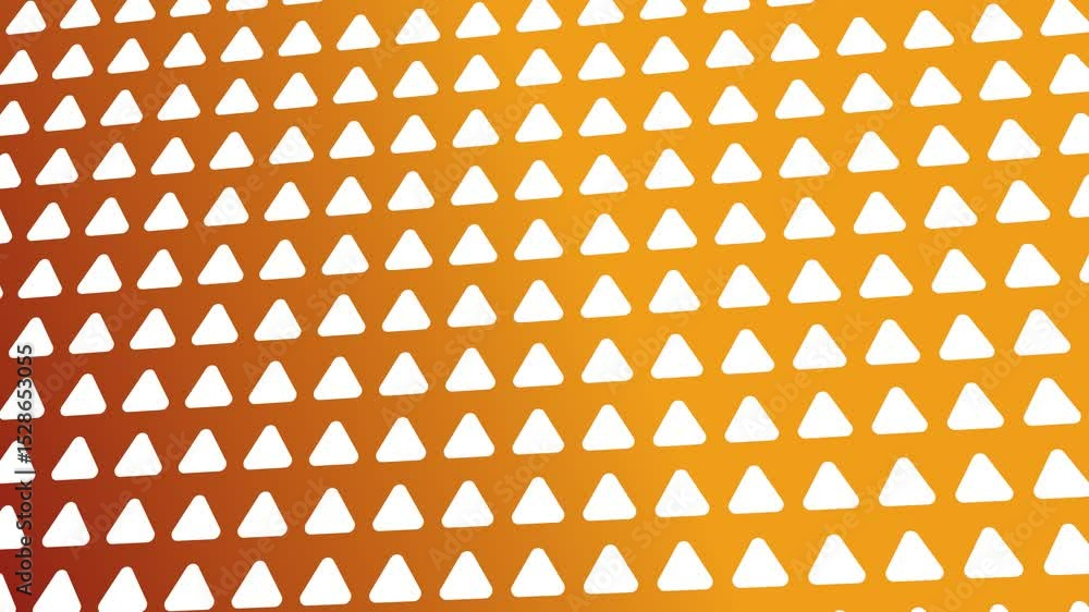 Fototapete animation of a pattern of small white triangles on an orange gradient background, arranged in rows a