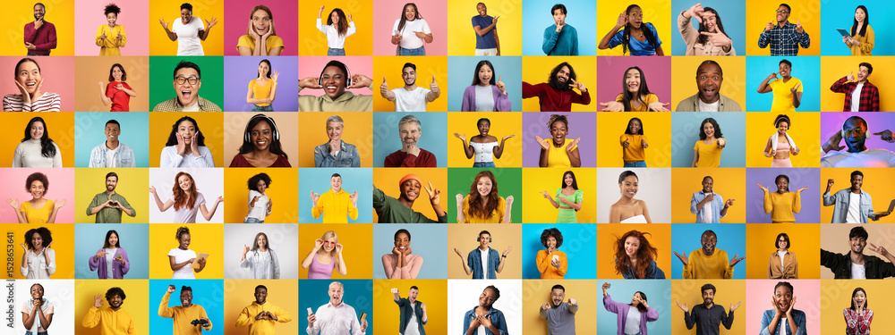 Fototapete a vibrant collection of portraits showcases a diverse group of people from various backgrounds, all 