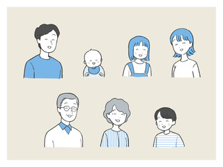 家族のイラスト-笑顔