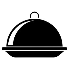 Obraz premium Restaurant food service dome platter icon