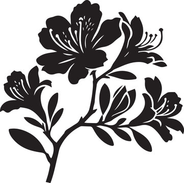 azalea flower vector illustration, azalea flower logo, flower silhouette vector isolated on white background