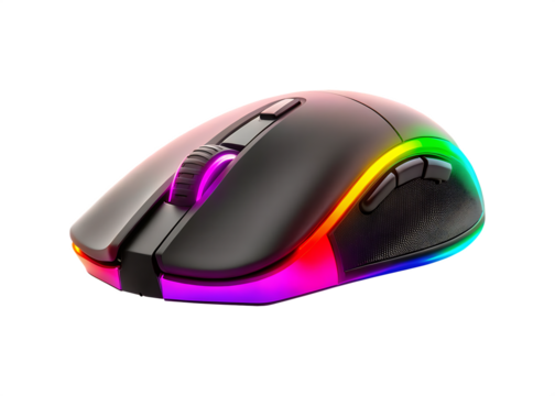 Rgb gaming mouse isolated on a white background png ai generated