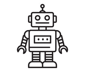 Fototapeta premium Robot vector illustration. Simple black and white robot clipart.