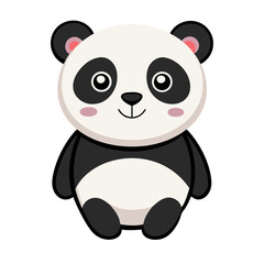A cute cartoon panda illustration with a round, friendly face featuring large black eye patches