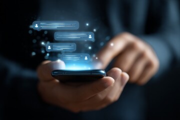 A person is holding a cell phone and is texting