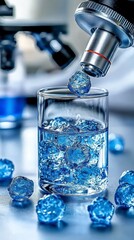 Microscopic Examination of Blue Crystals in Water Scientific Research and Analysis
