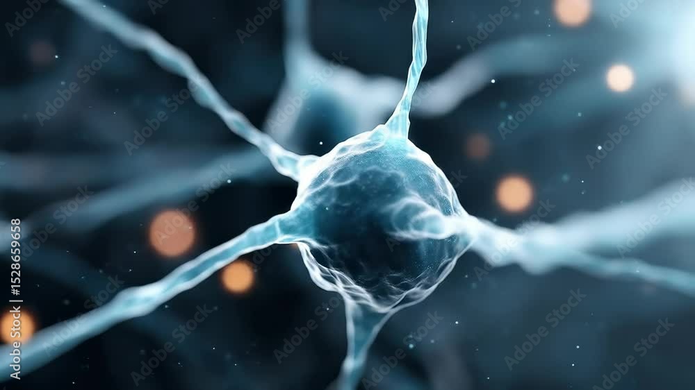 Poster exploring microscopic structure of neurons detailed look at connections in nervous system and their 