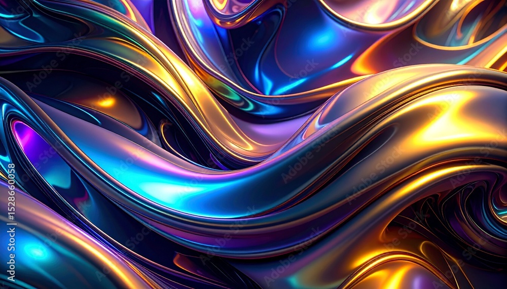 Poster abstract flowing liquid with iridescent colors creates a dynamic and mesmerizing background that sho