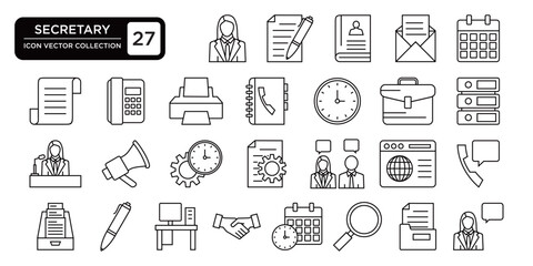 Secretary collection, editable and resizable vector icon templates.