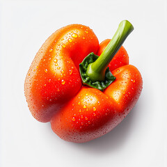 Fresh and vibrant red bell pepper with dewdrops, showcasing its natural shine and texture.