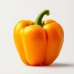 Fresh and vibrant yellow bell pepper with dewdrops, perfect for healthy recipes and vibrant dishes.