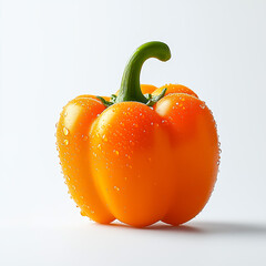 Fresh and vibrant yellow bell pepper with droplets of water, perfect for salads and healthy dishes.