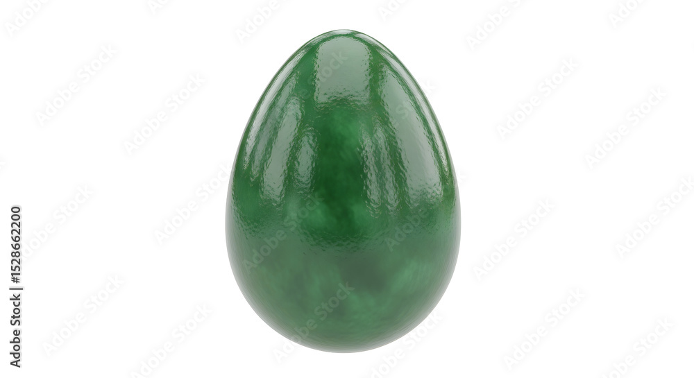 Poster glossy green egg shaped object on a transparent background displaying a blend of light and shadow re
