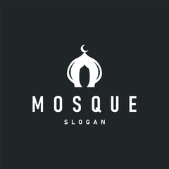 mosque logo simple design minimalist mosque with black silhouette concept of mosque symbol place of worship templet design