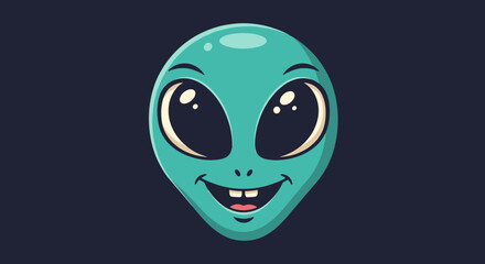 Friendly Alien with Huge Eyes Cartoon Illustration