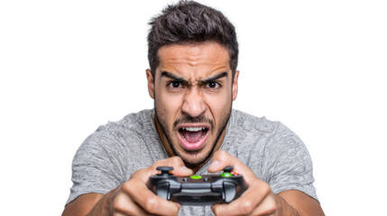 A man is playing a video game and is very angry