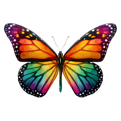 Fototapeta premium A colorful butterfly with a rainbow pattern on its wings