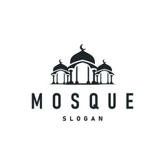 mosque logo simple design minimalist mosque with black silhouette concept of mosque symbol place of worship templet design