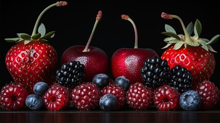  Assorted Berries Cut Out Fresh Fruit Mix Isolated View

