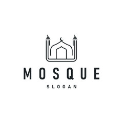 mosque logo simple design minimalist mosque with black silhouette concept of mosque symbol place of worship templet design