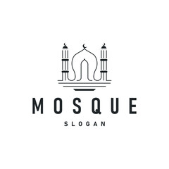 mosque logo simple design minimalist mosque with black silhouette concept of mosque symbol place of worship templet design