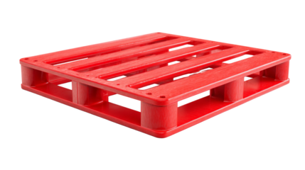 A red pallet is sitting on a white background