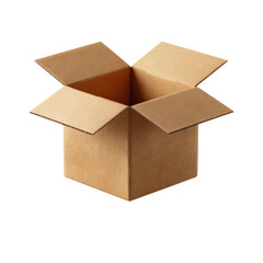 A cardboard box is open and empty