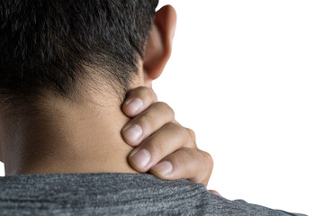 A man with a hand on his neck